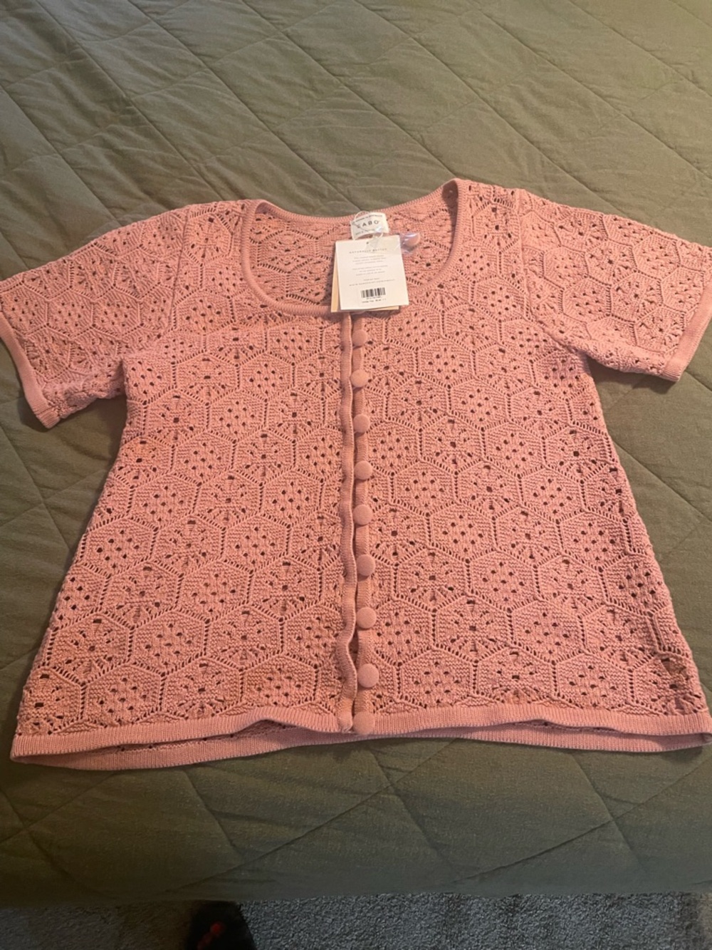 Sabo Skirt Blush Crochet Button-Front Top US size M